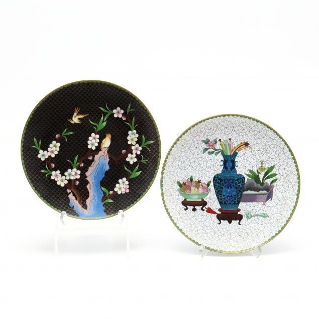 two-chinese-cloisonne-plates