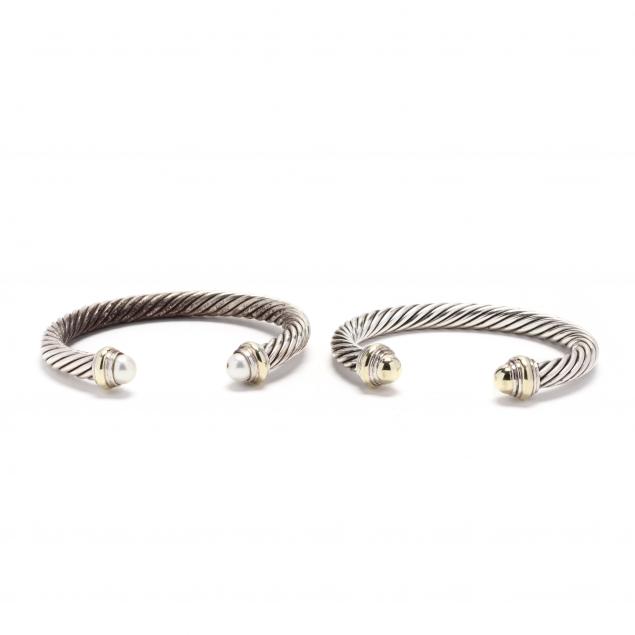 two-sterling-silver-and-14kt-gold-cuff-bracelets-david-yurman