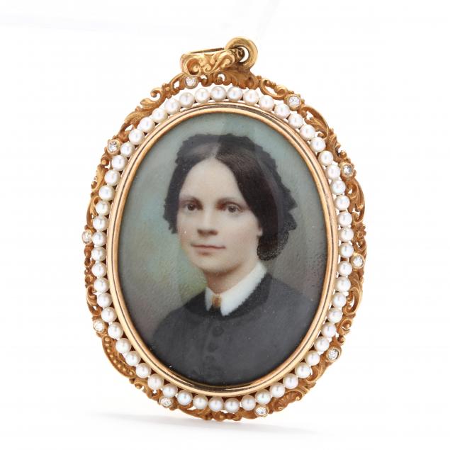antique-gold-and-gem-set-portrait-pendant