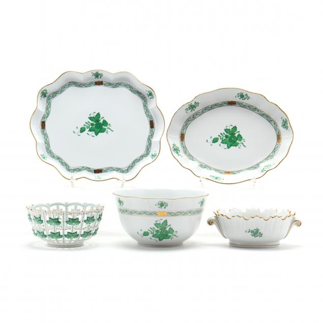 a-selection-of-five-herend-pieces-in-the-chinese-bouquet-green-pattern