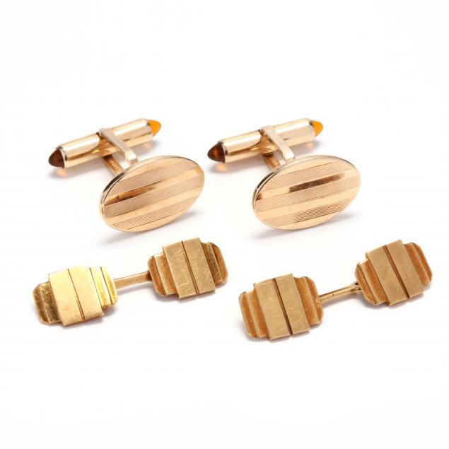 two-pairs-of-gold-cufflinks-one-by-krementz