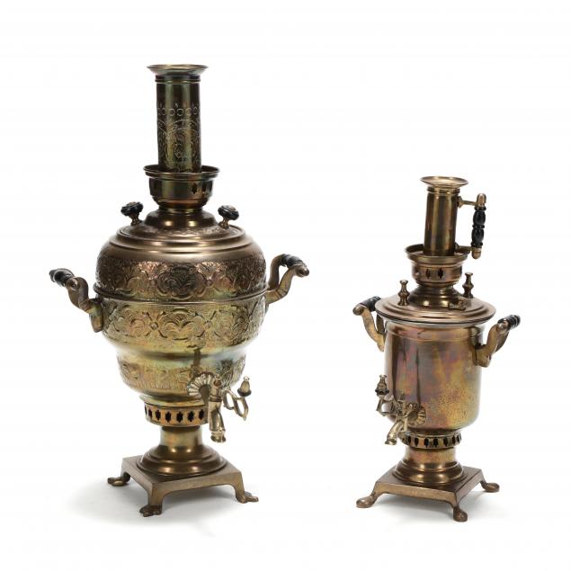 two-russian-brass-samovars