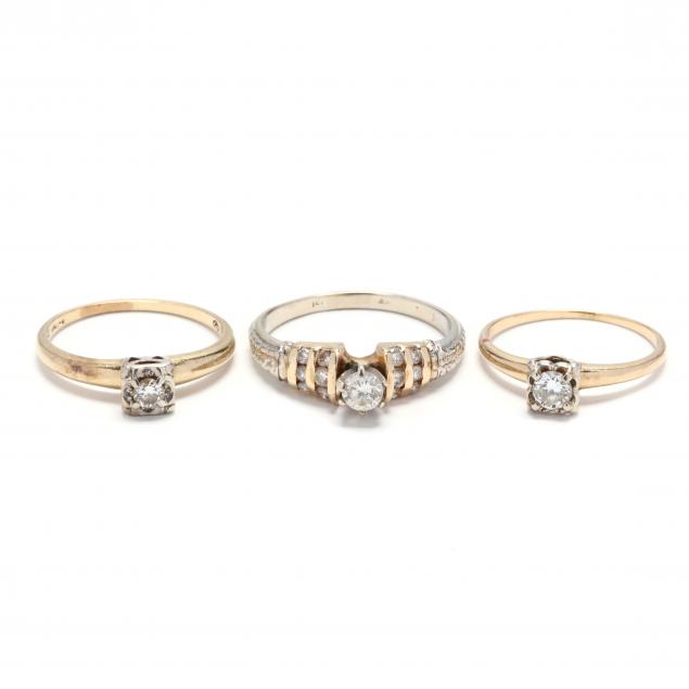 three-14kt-gold-and-diamond-engagement-rings
