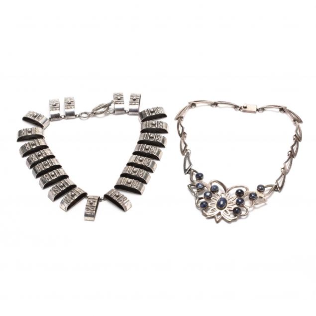 two-vintage-silver-necklaces