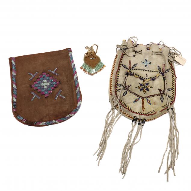 three-early-navajo-beadwork-bags