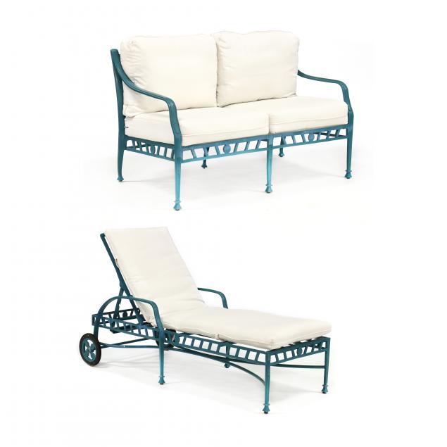 winston-furniture-painted-aluminum-garden-bench-and-chaise