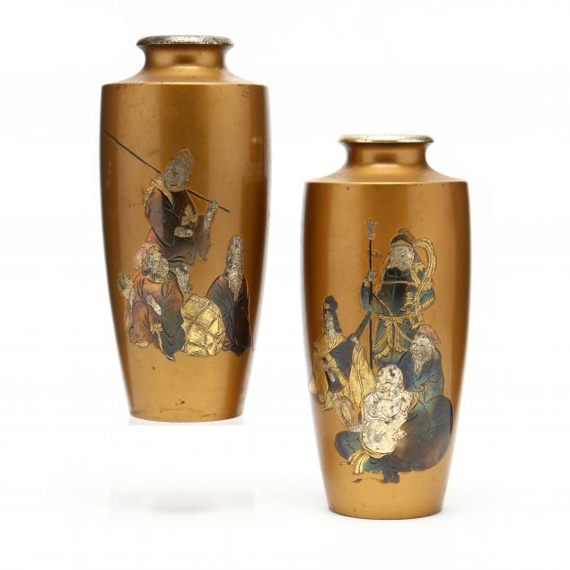 a-pair-of-japanese-cloisonne-vases-with-seven-lucky-gods