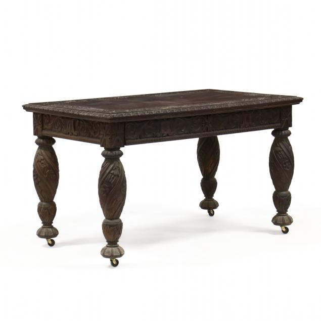 jacobean-style-carved-oak-library-table