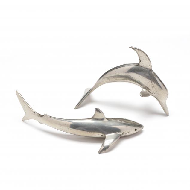 two-low-country-pewter-cast-sculptures-shark-and-dolphin