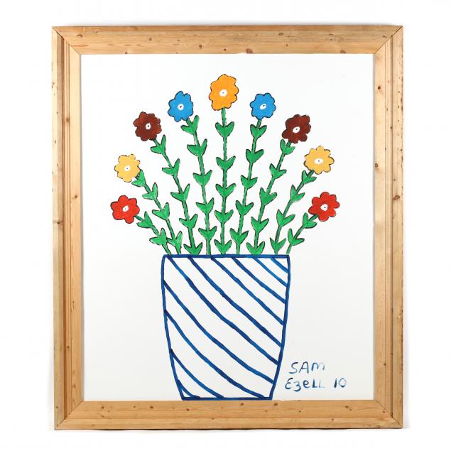 sam-ezell-nc-potted-flowers-folk-art-painting