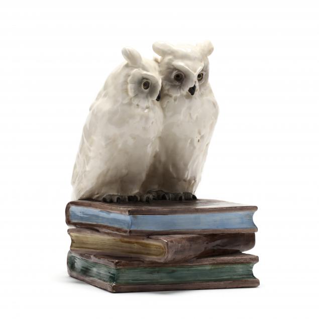 wiener-werstatte-ceramic-of-two-owls-upon-a-book-stack
