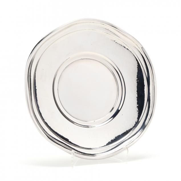 an-art-deco-hammered-silver-cake-plate