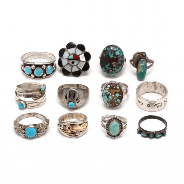 group-of-southwestern-silver-and-gem-set-rings