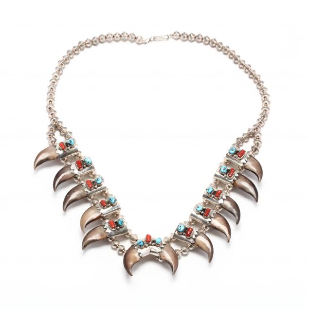 southwestern-silver-and-gem-set-squash-blossom-necklace