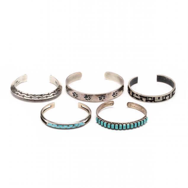 five-southwestern-silver-cuff-bracelets