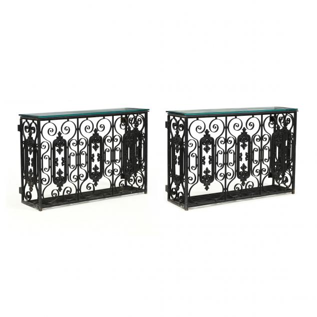 pair-of-wrought-iron-scrollwork-balcony-surround-console-tables