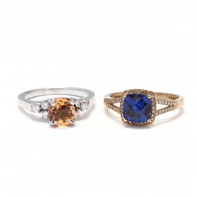 two-gold-diamond-and-gem-set-rings