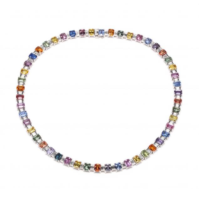 Party Wear Gemstone Multicolor Sapphire drops Necklace, For Jewellery,  Size: mm.3to3.50 mm at Rs 140/carat in Jaipur