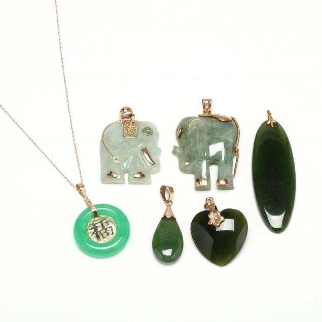 six-gold-and-jade-pendants