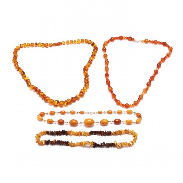 four-amber-and-carnelian-bead-necklaces