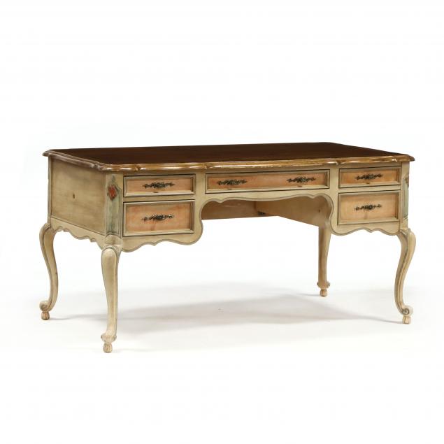 french-provincial-style-paint-decorated-executive-desk