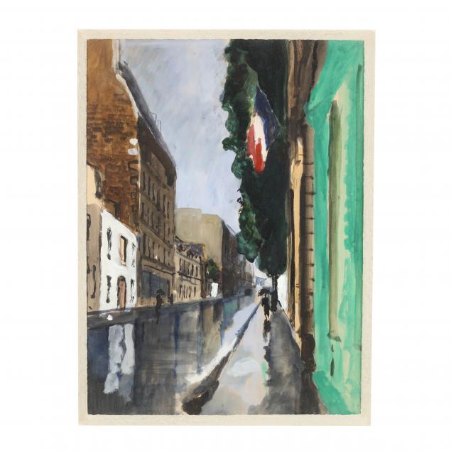 bernard-lamotte-french-1903-1983-rainy-street-scene