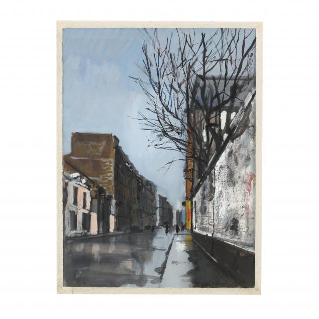 bernard-lamotte-french-1903-1983-rainy-street-scene