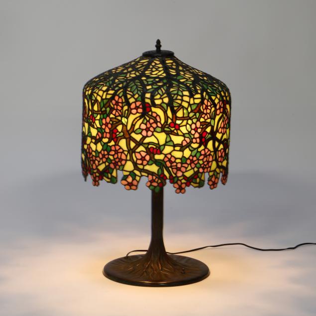 A Large Cherry Blossom Patterned, Table Lamp Cherry Blossom Shade