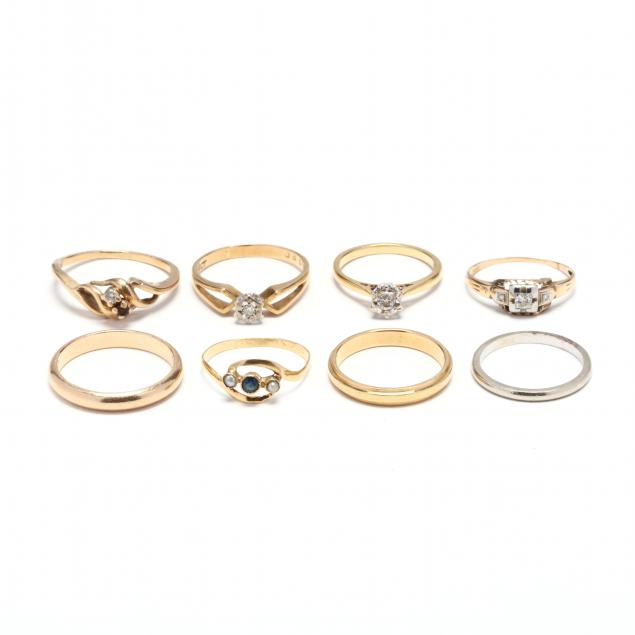 eight-gold-and-gem-set-rings