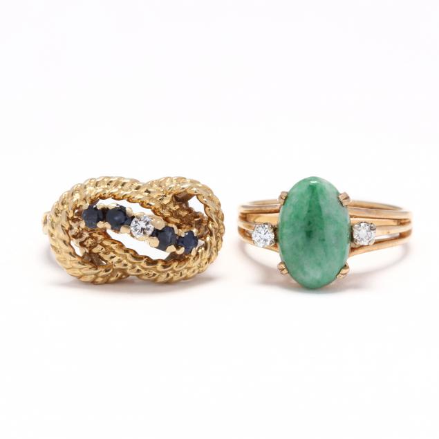 two-gold-and-gem-set-rings