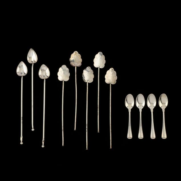 a-group-of-sterling-silver-drink-stirrers-and-demitasse-spoons