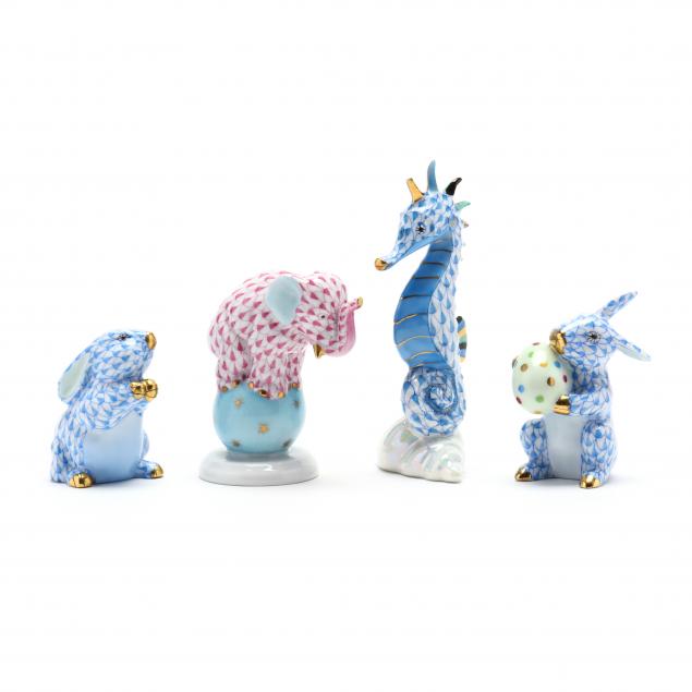 four-herend-animal-porcelain-figurines