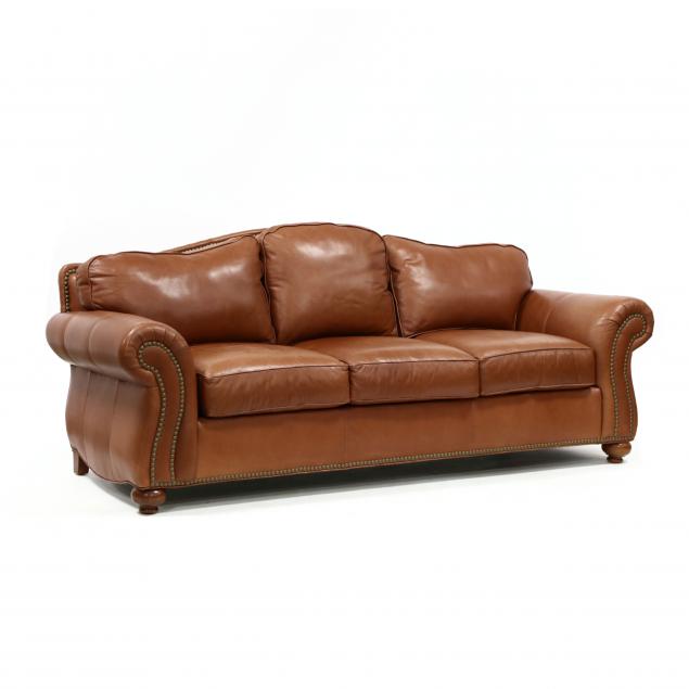 ethan-allen-leather-upholstered-sofa