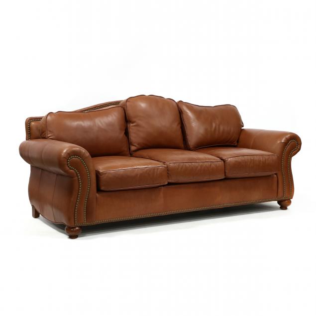 ethan-allen-leather-upholstered-sofa