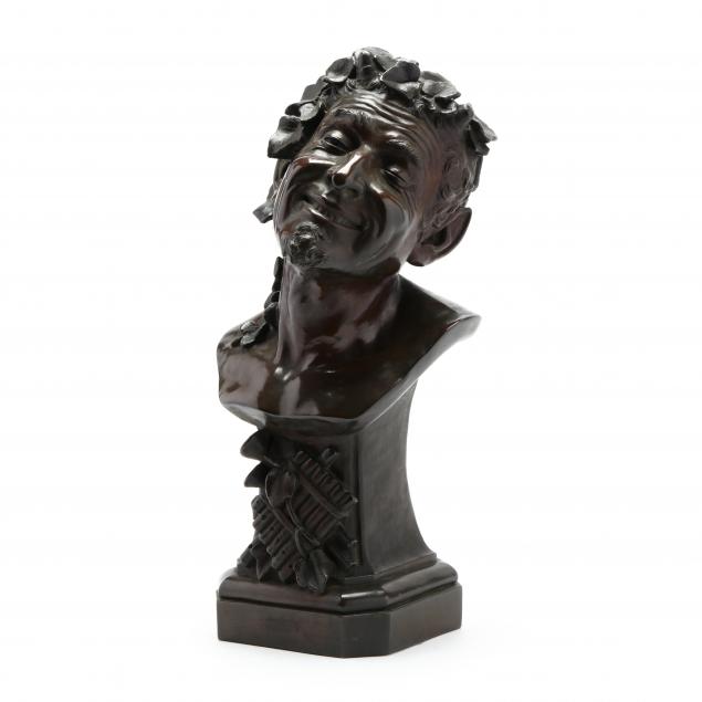 an-antique-bronze-tone-bust-of-a-drunken-satyr