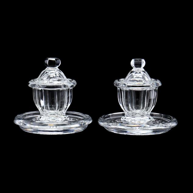 baccarat-two-harcourt-mustard-jars-and-two-plates