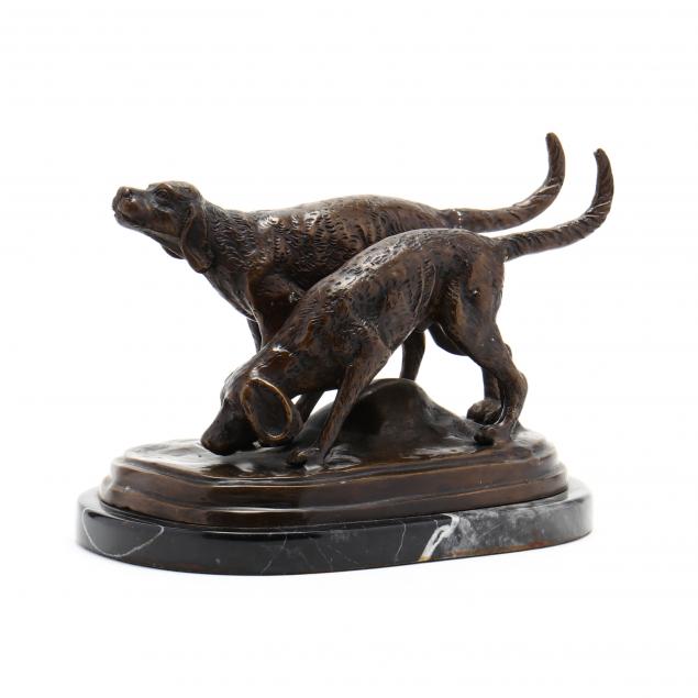 bronze-sculpture-of-two-hounds