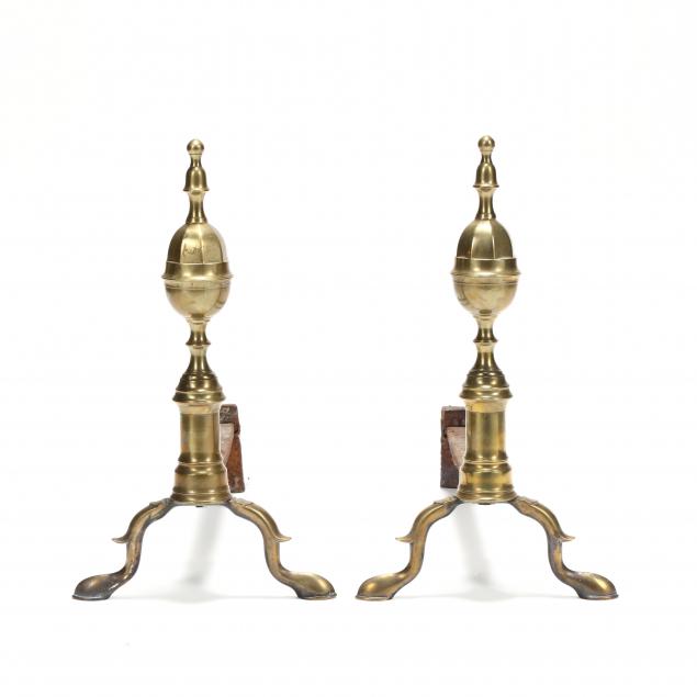 pair-of-chippendale-brass-andirons