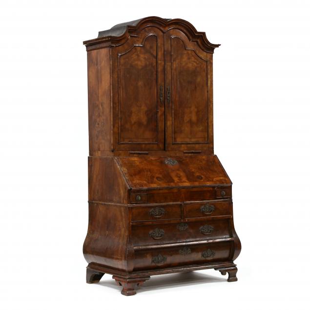 antique-continental-mahogany-bombe-secretary-bookcase