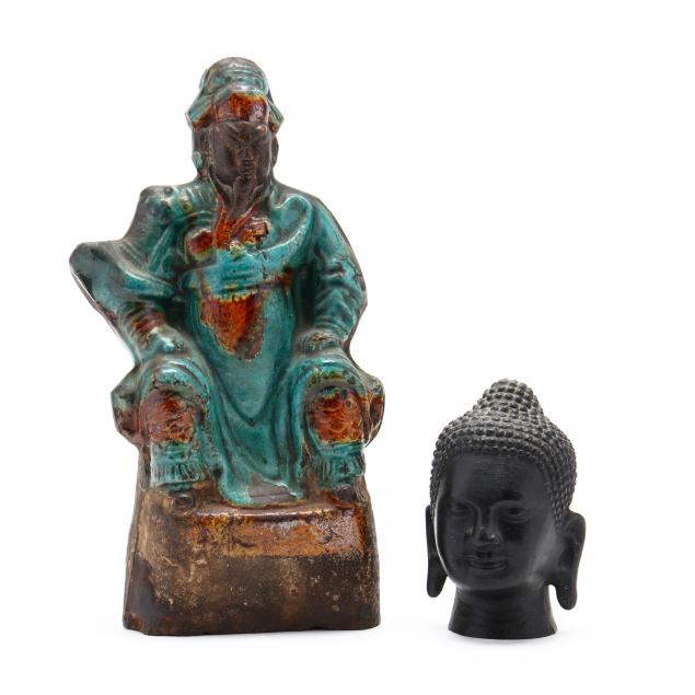 a-chinese-ancestor-sculpture-and-a-buddha-head