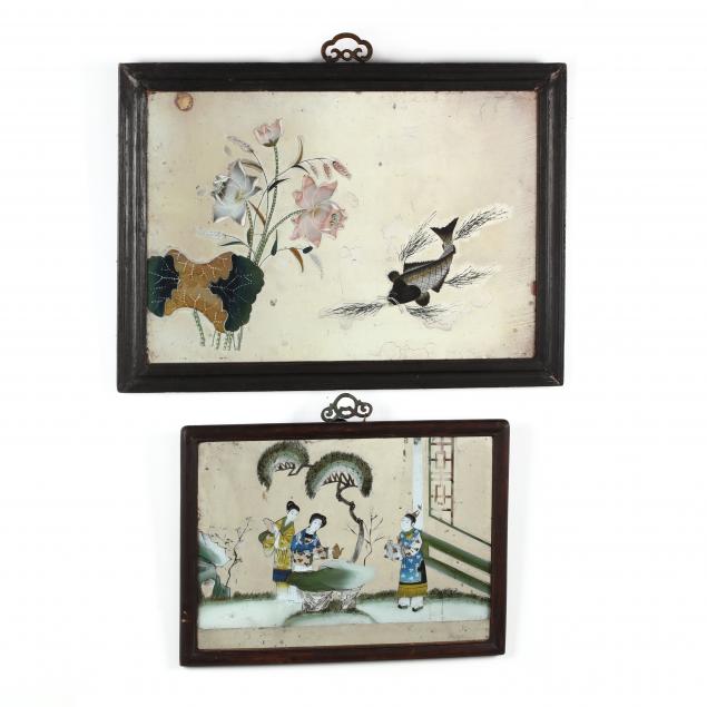 two-chinese-reverse-glass-paintings