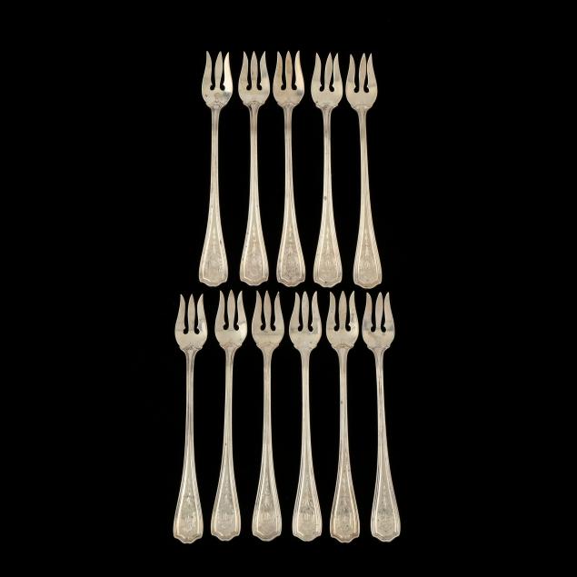 set-of-11-reed-barton-hepplewhite-engraved-sterling-silver-seafood-cocktail-forks
