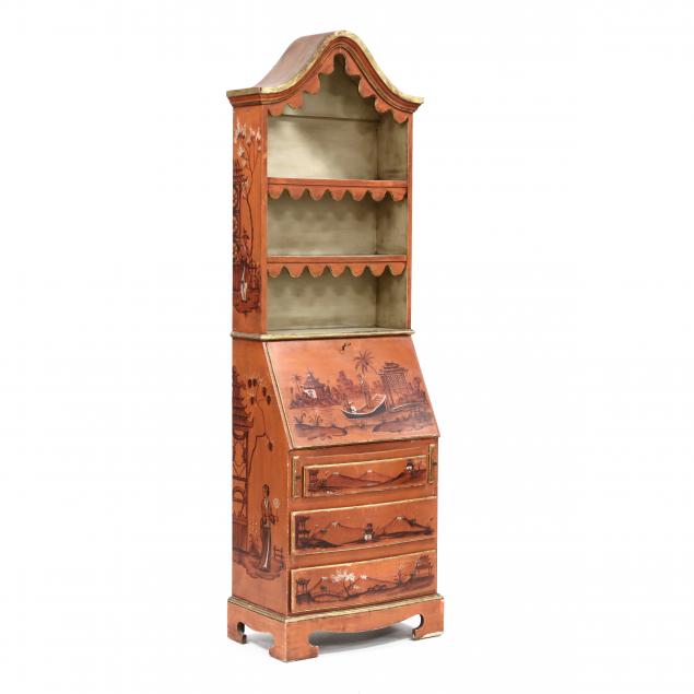 vintage-italianate-chinoiserie-secretary-bookcase