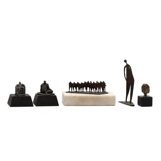 att-robert-stoetzer-american-b-1938-five-miniature-mixed-metal-sculptures