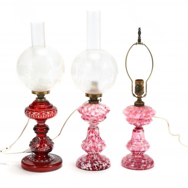 three-victorian-glass-lamps