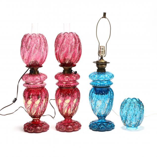 three-antique-bohemian-glass-oil-lamps