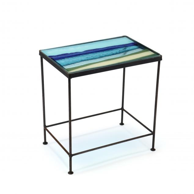 sally-coyle-nc-art-glass-iron-side-table
