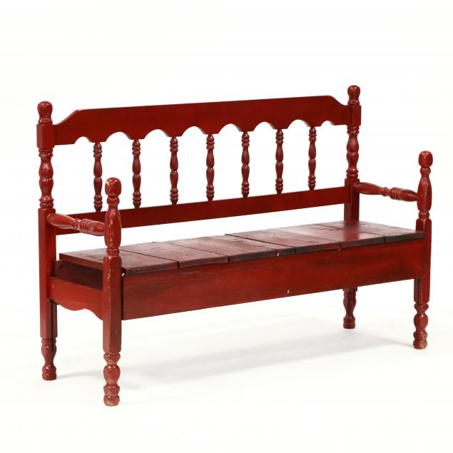 primitive-red-painted-bench