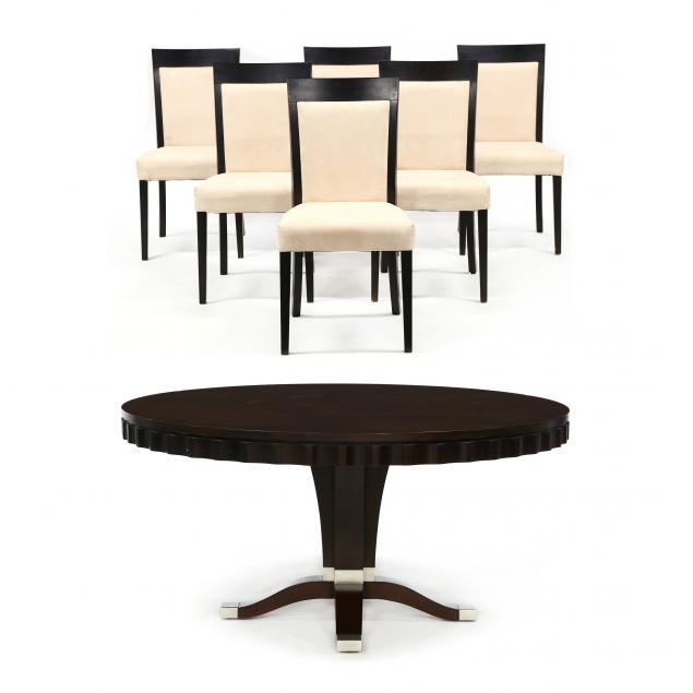 contemporary-pedestal-dining-table-and-six-chairs