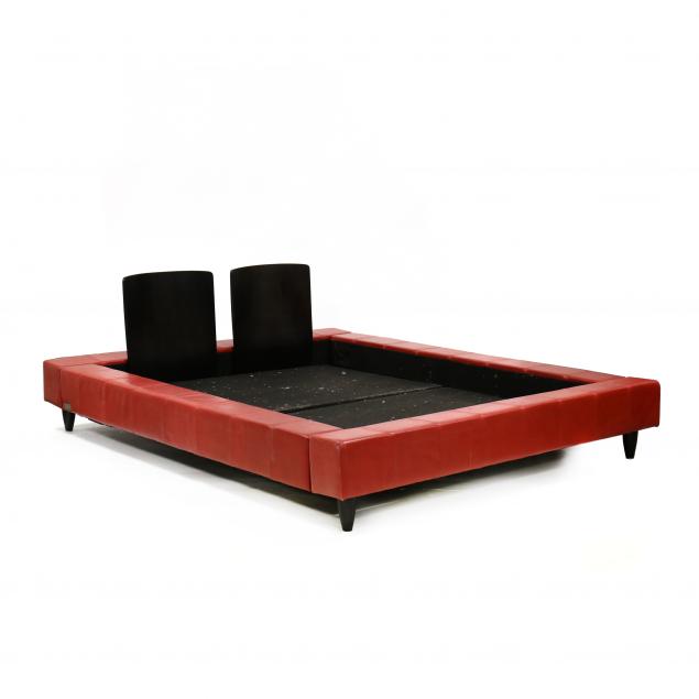 normand-couture-canada-red-leather-queen-size-platform-bed